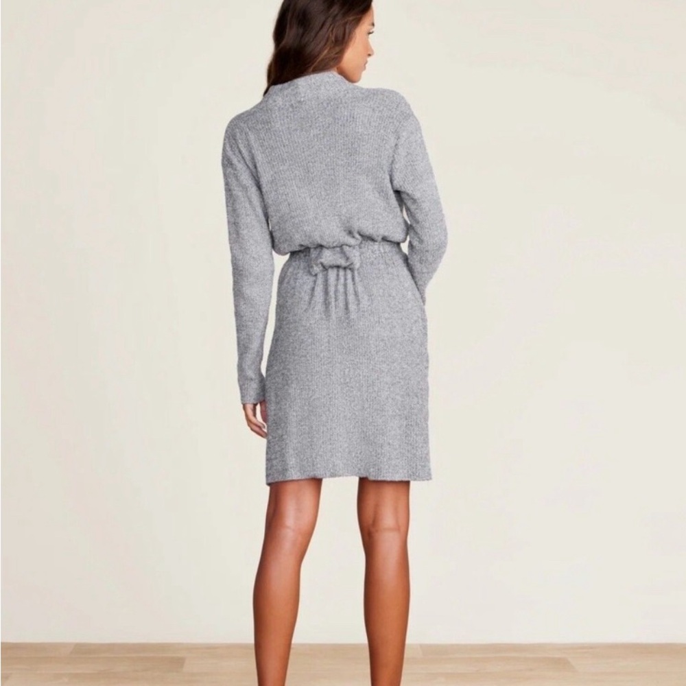 Barefoot Dreams CozyChic Lite Ribbed Robe S / M in Pacific Blue Pearl (Gray) - Picture 2 of 11